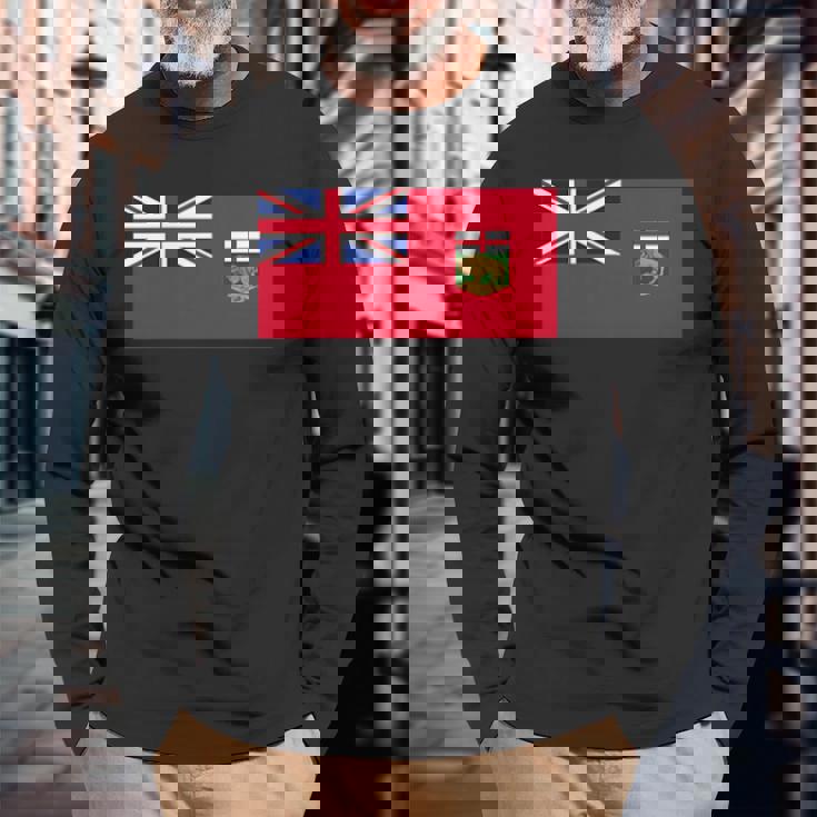 マニトバ州 紋章 カナダ国旗 ウィニペグ 長袖Tシャツ 高齢者への贈り物