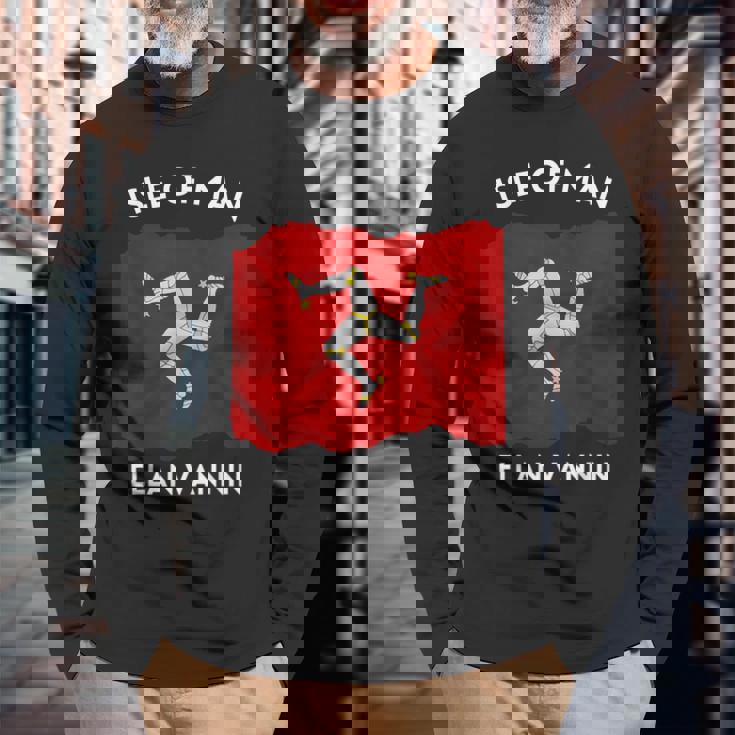 マン島国旗 マンクス語「エラン・ヴァンニン」トリスケリオン 長袖Tシャツ 高齢者への贈り物