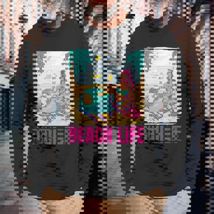 マーメイドビーチライフ 長袖tシャツ 長袖Tシャツ 高齢者への贈り物