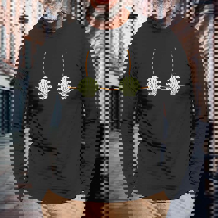 マーメイド貝殻ビキニトップ 面白い 長袖Tシャツ 高齢者への贈り物