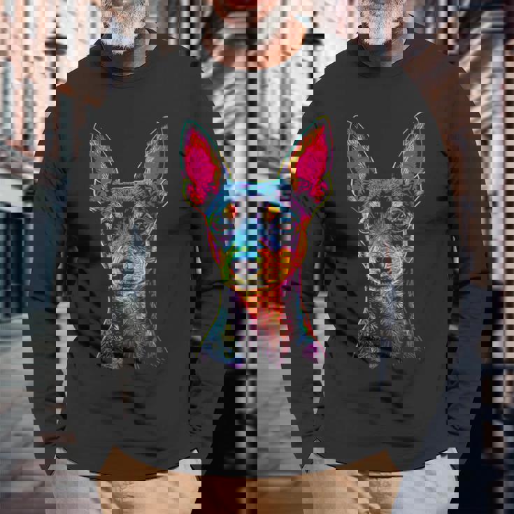 ミニチュアピンシャー 犬 モチーフ ペット ミニチュア ピンシャー 長袖Tシャツ 高齢者への贈り物