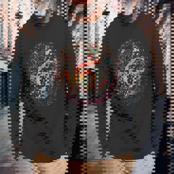 ミュージシャンギフト ト音記号音楽 長袖Tシャツ 高齢者への贈り物