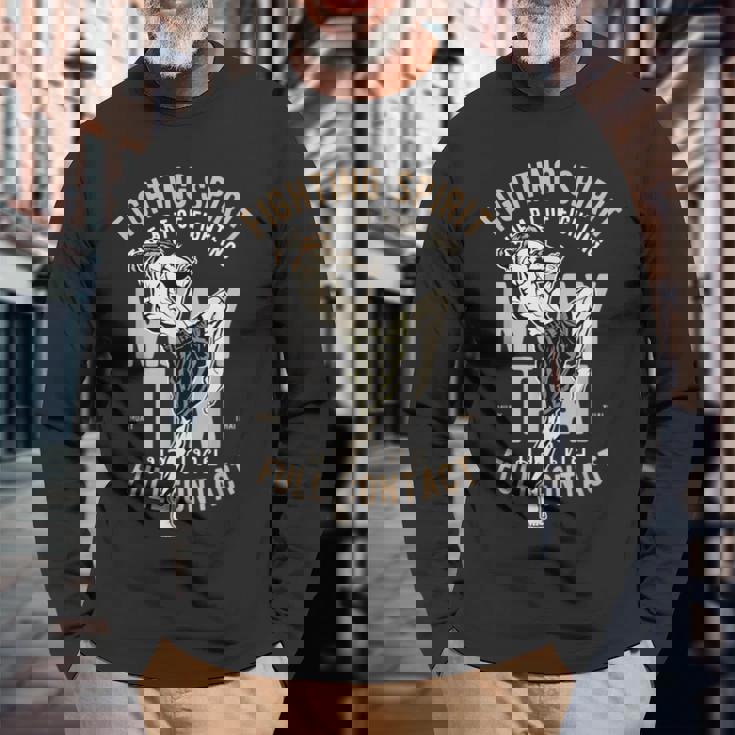 ムエタイ タイボクシング ファイティングスピリット 長袖Tシャツ 高齢者への贈り物