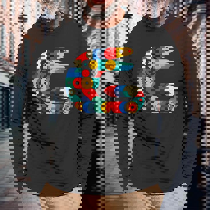 モダン 幾何学的 ミニマリズム イラスト ウツボ アート 長袖tシャツ 長袖Tシャツ 高齢者への贈り物