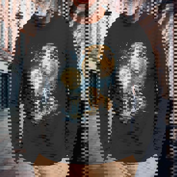 モルモット ハウリング トゥ ザ ムーン ミーム 面白い 90年代 モルモット 長袖tシャツ 長袖Tシャツ 高齢者への贈り物