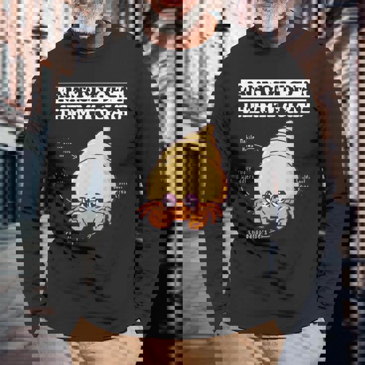 ヤドカリの解剖学 面白い カワイイ ヤドカリ チビ 長袖Tシャツ 高齢者への贈り物