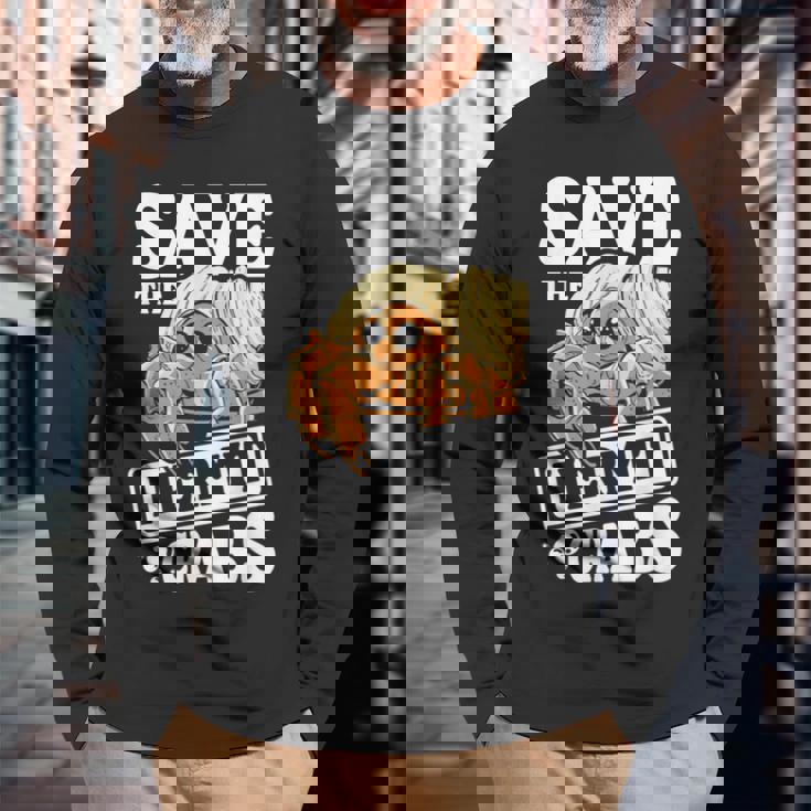 ヤドカリを救う 長袖Tシャツ 高齢者への贈り物