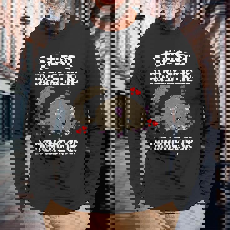 ヤマネのヤマネペットが本当に好き 長袖Tシャツ 高齢者への贈り物