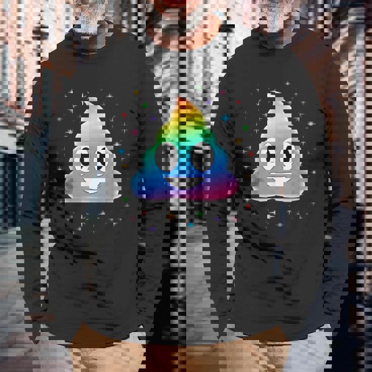 ユニコーンのうんち 長袖Tシャツ 高齢者への贈り物