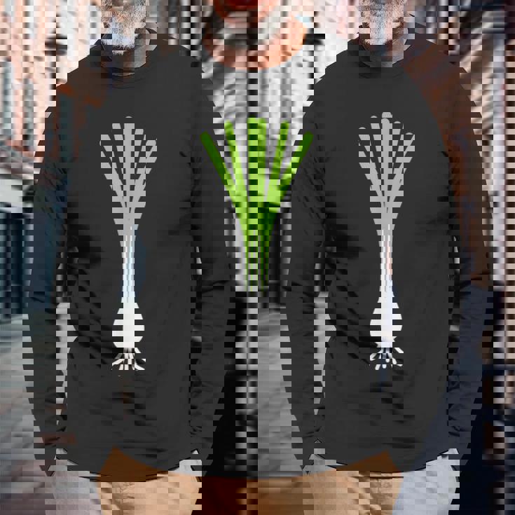 ユーモアリークミニマリスト野菜シンプルなネギ 長袖Tシャツ 高齢者への贈り物