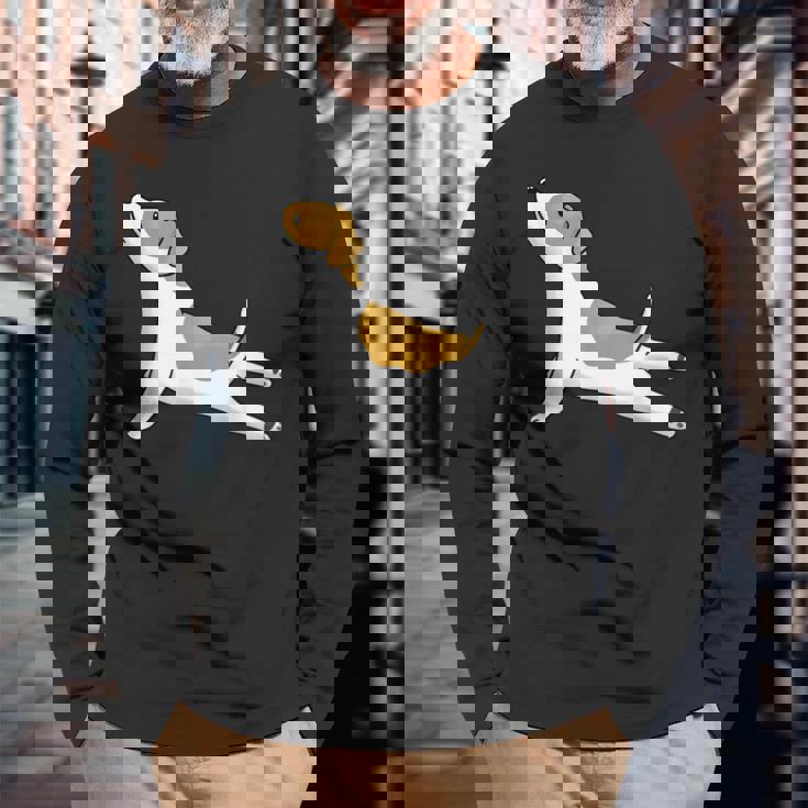 ヨガジャック・ラッセル・テリア犬 長袖Tシャツ 高齢者への贈り物