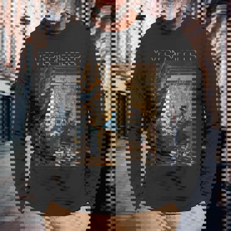 ヨハネス・フェルメール 絵画の芸術 長袖Tシャツ 高齢者への贈り物