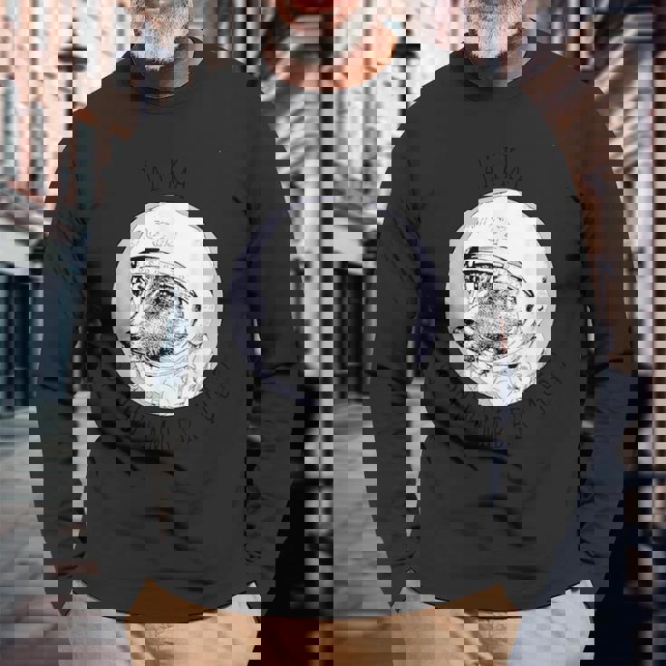 ライカ 宇宙犬 ソ連 長袖Tシャツ 高齢者への贈り物