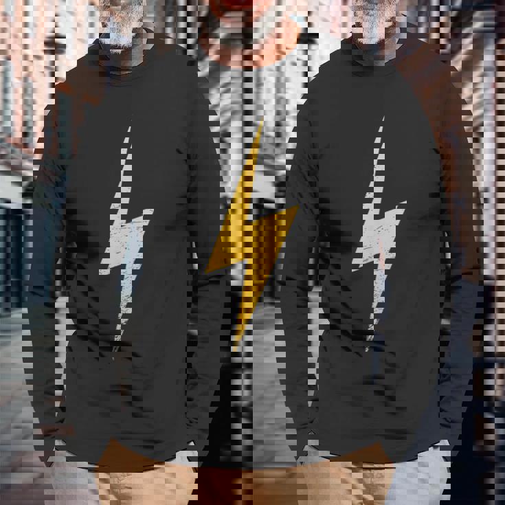 ライトニングボルトグランジを使用したミニマリストデザイン。 長袖Tシャツ 高齢者への贈り物