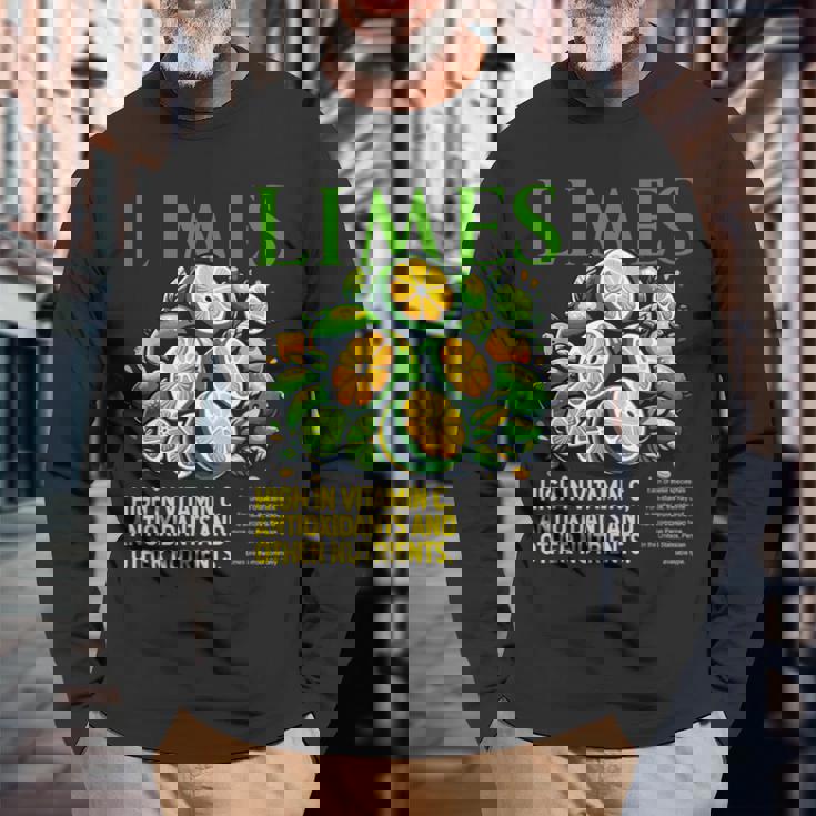 ライム 面白い 高い ビタミンc 抗酸化剤 その他の栄養素 長袖Tシャツ 高齢者への贈り物