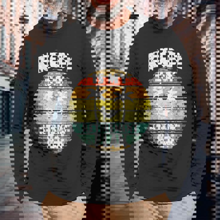 ラグビーは私の退職金制度 ラグビー部の年金受給者 長袖Tシャツ 高齢者への贈り物