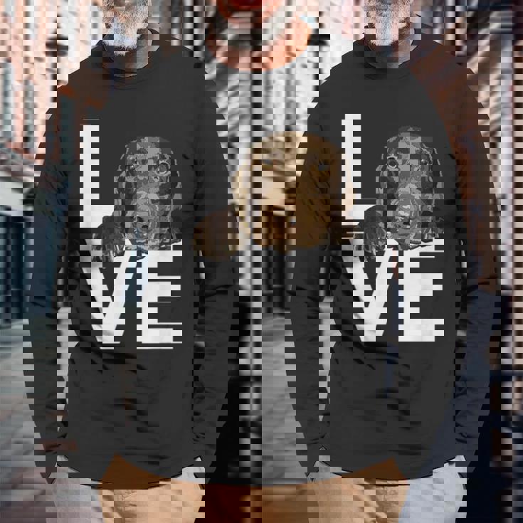 ラブラドールラブチョコレートラボラバー 長袖Tシャツ 高齢者への贈り物