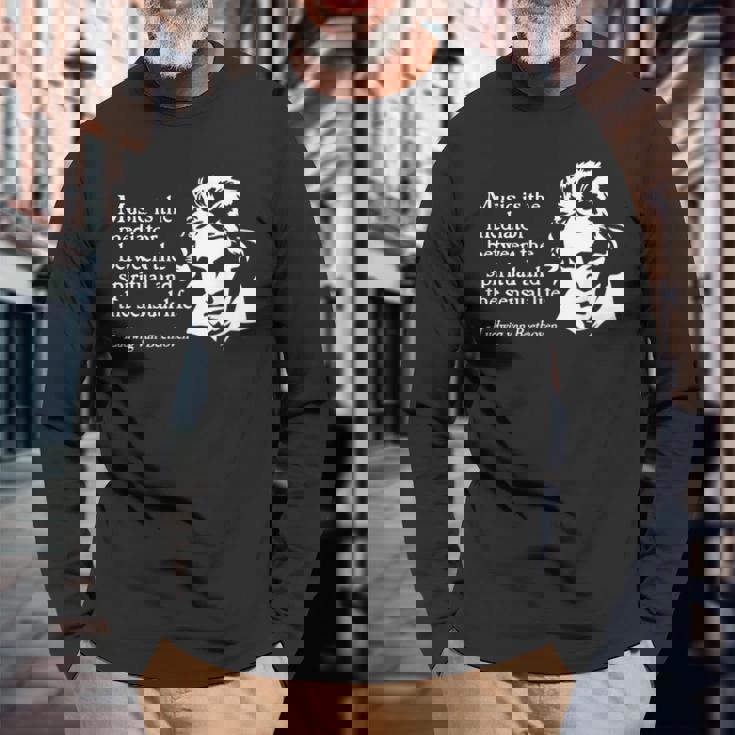 ルートヴィヒ・ヴァン・ベートーヴェン 引用句 クラシック音楽引用句 格言 長袖Tシャツ 高齢者への贈り物