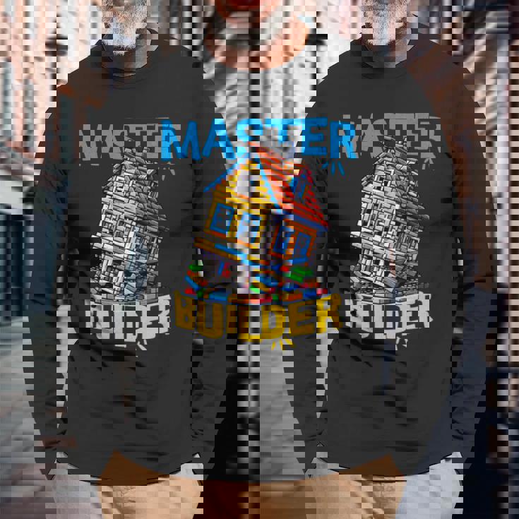 レゴのレンガ造りマスタービルダー面白い曲がった家。 長袖tシャツ 長袖Tシャツ 高齢者への贈り物