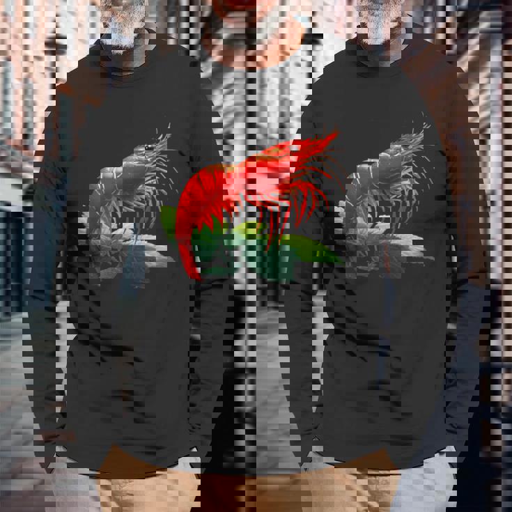 レッドチェリー シュリンプ ブリーダー ネオカラディナ 淡水水槽 長袖Tシャツ 高齢者への贈り物