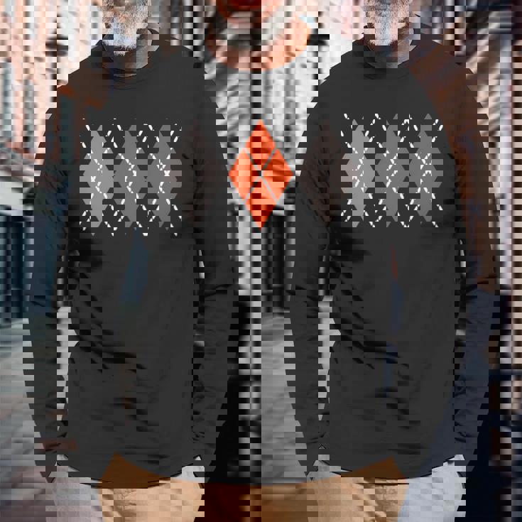 レトロ アーガイル ロカビリー 長袖tシャツ 長袖Tシャツ 高齢者への贈り物