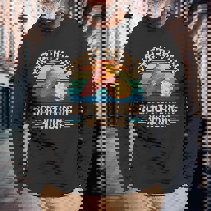 レトロ サツマイモ Did Nothing Wrong ヴィンテージ サツマイモ 長袖Tシャツ 高齢者への贈り物