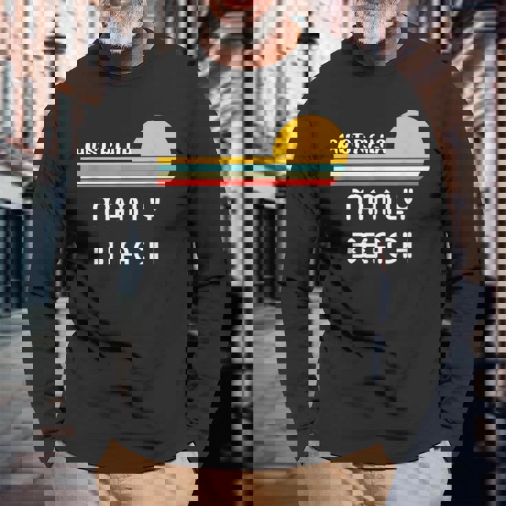 レトロ マンリービーチ オリジナル オーストラリア ヴィンテージ 70年代サンセット アート 長袖Tシャツ 高齢者への贈り物