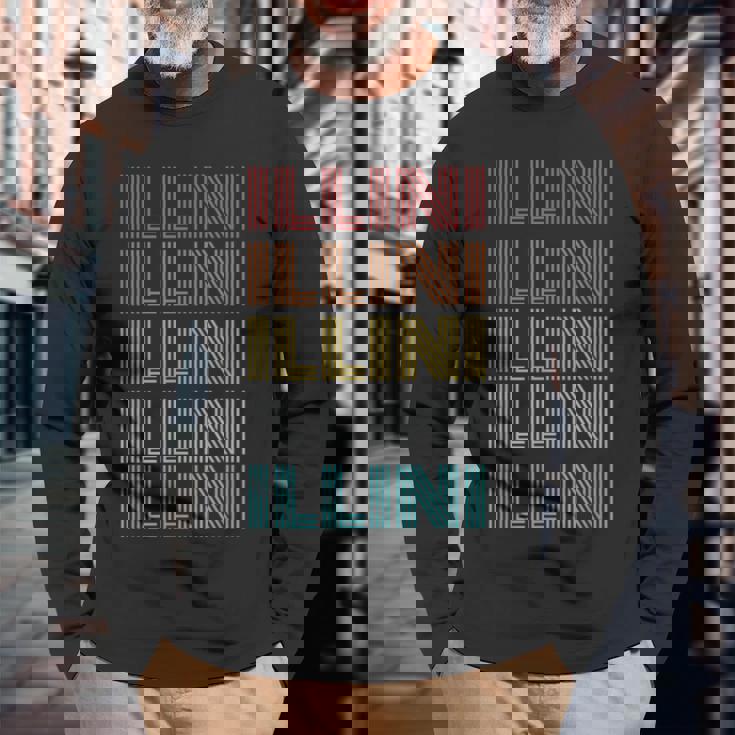 レトロ ヴィンテージ Illini 長袖Tシャツ 高齢者への贈り物