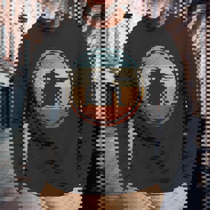 レトロなビンテージ デザイン レスラー相撲 長袖Tシャツ 高齢者への贈り物