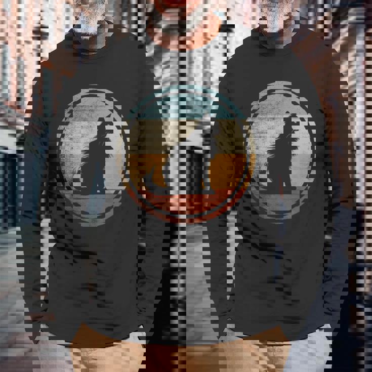 レトロヴィンテージデザインのターキッシュアンゴラ猫 長袖Tシャツ 高齢者への贈り物