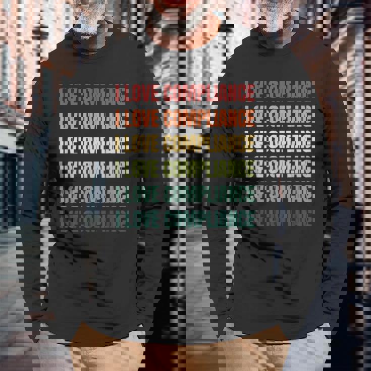 レトロ私はコンプライアンスが大好きです 長袖Tシャツ 高齢者への贈り物