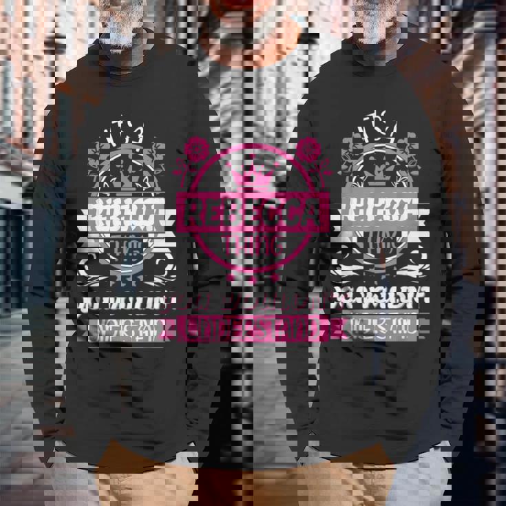 レベッカの名前 長袖Tシャツ 高齢者への贈り物