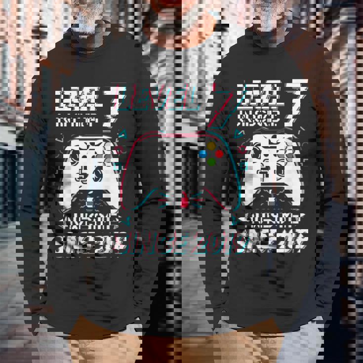 レベル 7 アンロック ビデオゲーム 7歳の誕生日 7歳の男の子 長袖Tシャツ 高齢者への贈り物