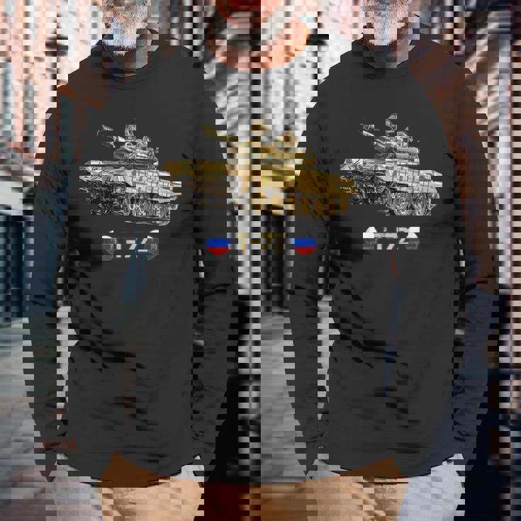 ロシア軍冷戦時代の主戦闘戦車t-72 長袖Tシャツ 高齢者への贈り物