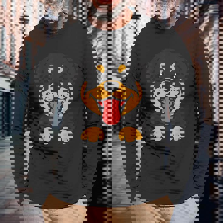 ロットワイラー犬ユーモアかわいいシンプルな愛ロットワイラー 長袖Tシャツ 高齢者への贈り物