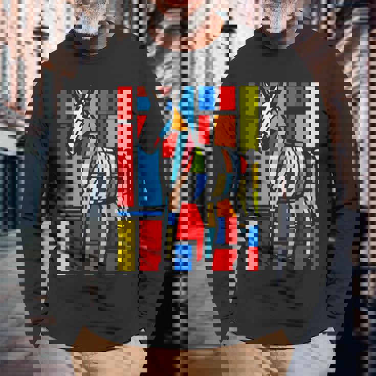 ロバ カラフル 動物 グラフィック アートワーク ロバ 長袖Tシャツ 高齢者への贈り物