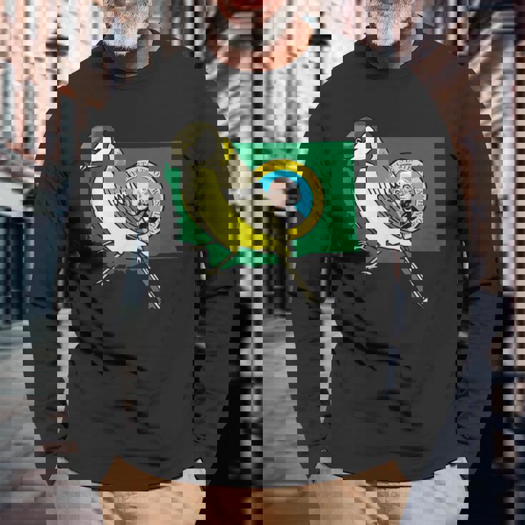 ワシントン州旗 ゴールドフィンチ 鳥 長袖Tシャツ 高齢者への贈り物