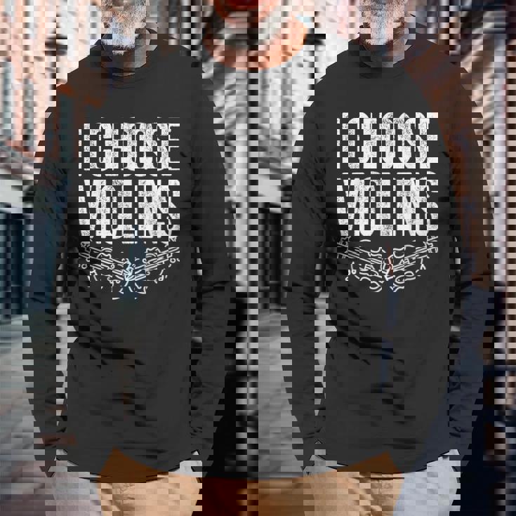 ヴァイオリン奏者 I Chooseiolins フィドル ヴァイオリニスト 長袖Tシャツ 高齢者への贈り物