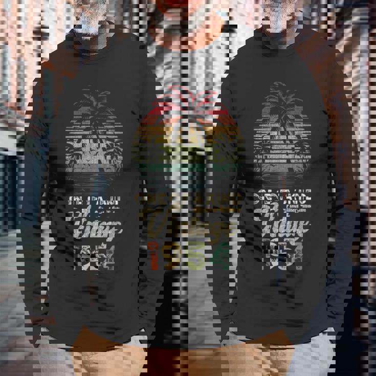 ヴィンテージ 1954年 誕生日 72歳 ヤシの木 レトロ 長袖Tシャツ 高齢者への贈り物