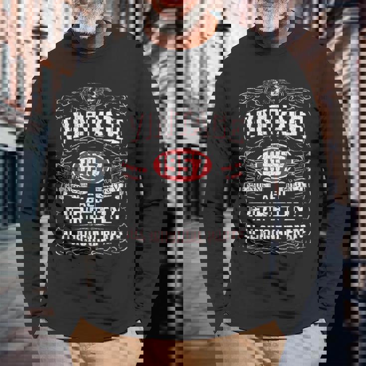 ヴィンテージ 1957年 還暦 66歳 1957年生まれ 長袖Tシャツ 高齢者への贈り物