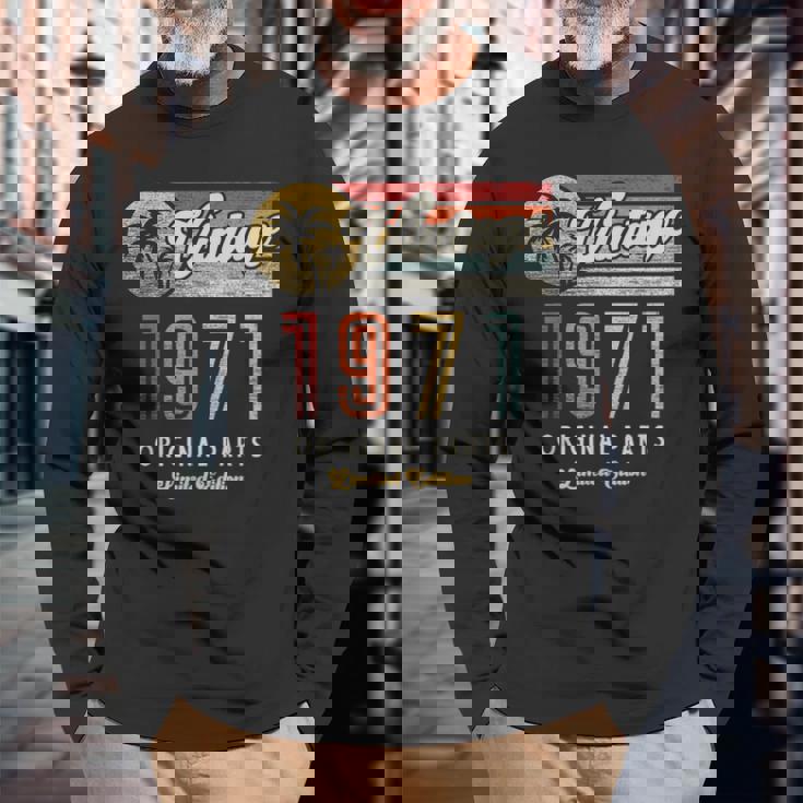 ヴィンテージ 1971 オリジナルパーツ パームス 55歳の誕生日 長袖Tシャツ 高齢者への贈り物