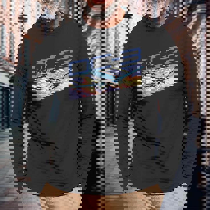 ヴィンテージ エアライン Dc-3 飛行機 長袖Tシャツ 高齢者への贈り物