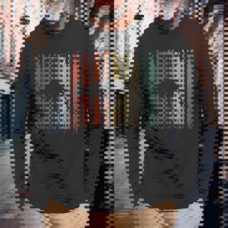 ヴィンテージ カンガルーオーストラリア オージー レトロ カンガルーオーストラリア 長袖Tシャツ 高齢者への贈り物