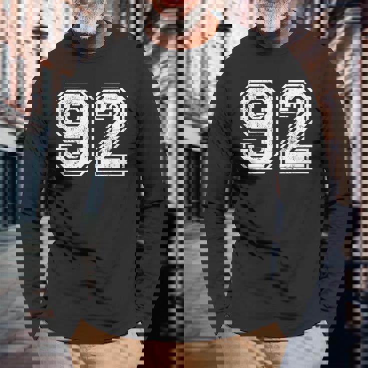 ヴィンテージ スポーツ 数字 92 九十二 長袖Tシャツ 高齢者への贈り物