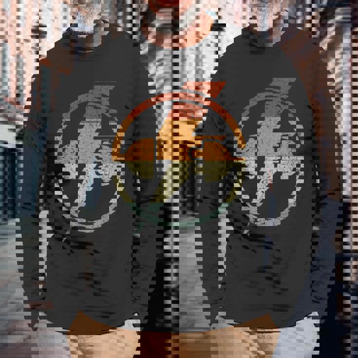 ヴィンテージ デザイン 電工 電気 長袖Tシャツ 高齢者への贈り物