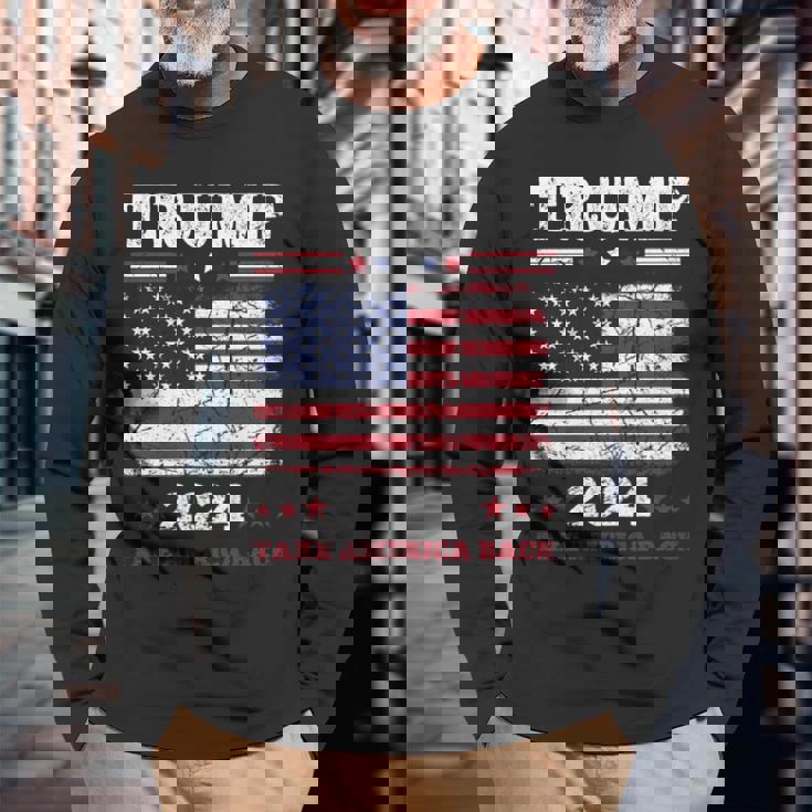 ヴィンテージ ドナルド トランプ 2024 テイク アメリカ バック 長袖tシャツ 長袖Tシャツ 高齢者への贈り物
