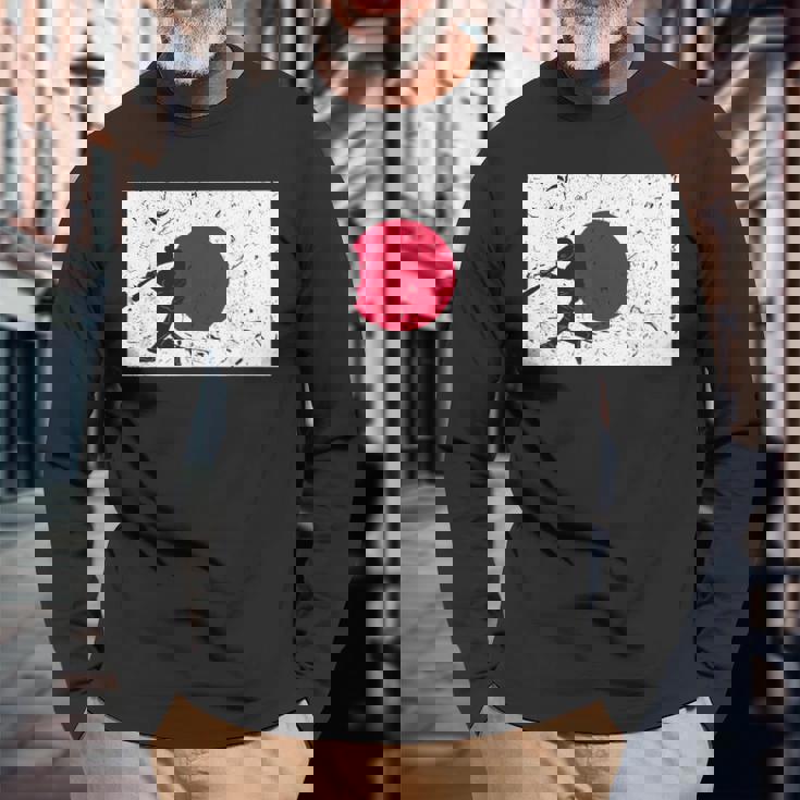 ヴィンテージ 野球 試合 リーグ 日本国旗 代表 選手 長袖Tシャツ 高齢者への贈り物