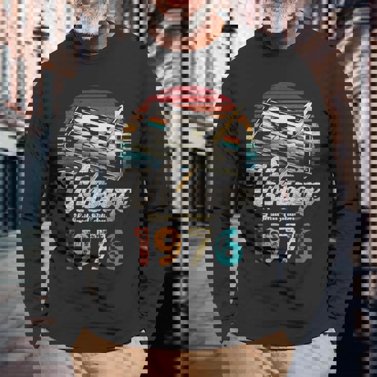 ヴィンテージ1976バースデー50年カセットペンシル 長袖Tシャツ 高齢者への贈り物