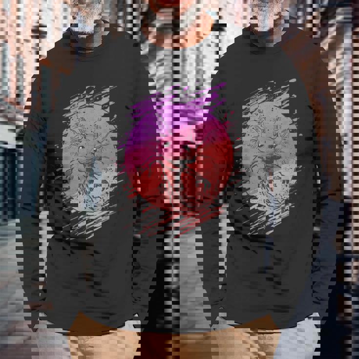 ヴィンテージアホロートルメンズレディースキッズ 長袖Tシャツ 高齢者への贈り物