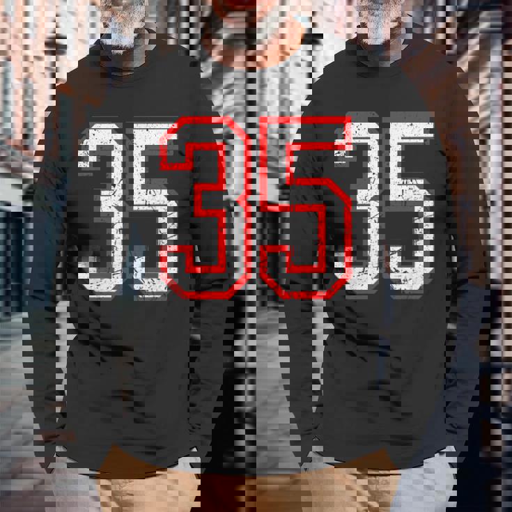 ヴィンテージナンバー 35 ホワイトレッドスポーツ代表チームナンバー 35 長袖Tシャツ 高齢者への贈り物